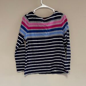 Appleseed's Pink and Navy Striped Top